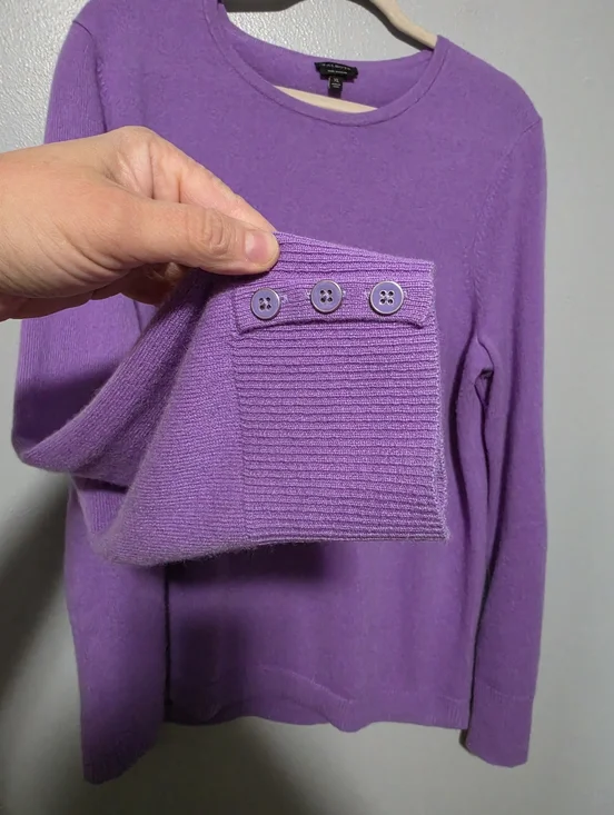 TALBOTS Sweater Womens XL Purple 100% Pure Cashmere Knit Crewneck Soft Luxury - Picture 4 of 6